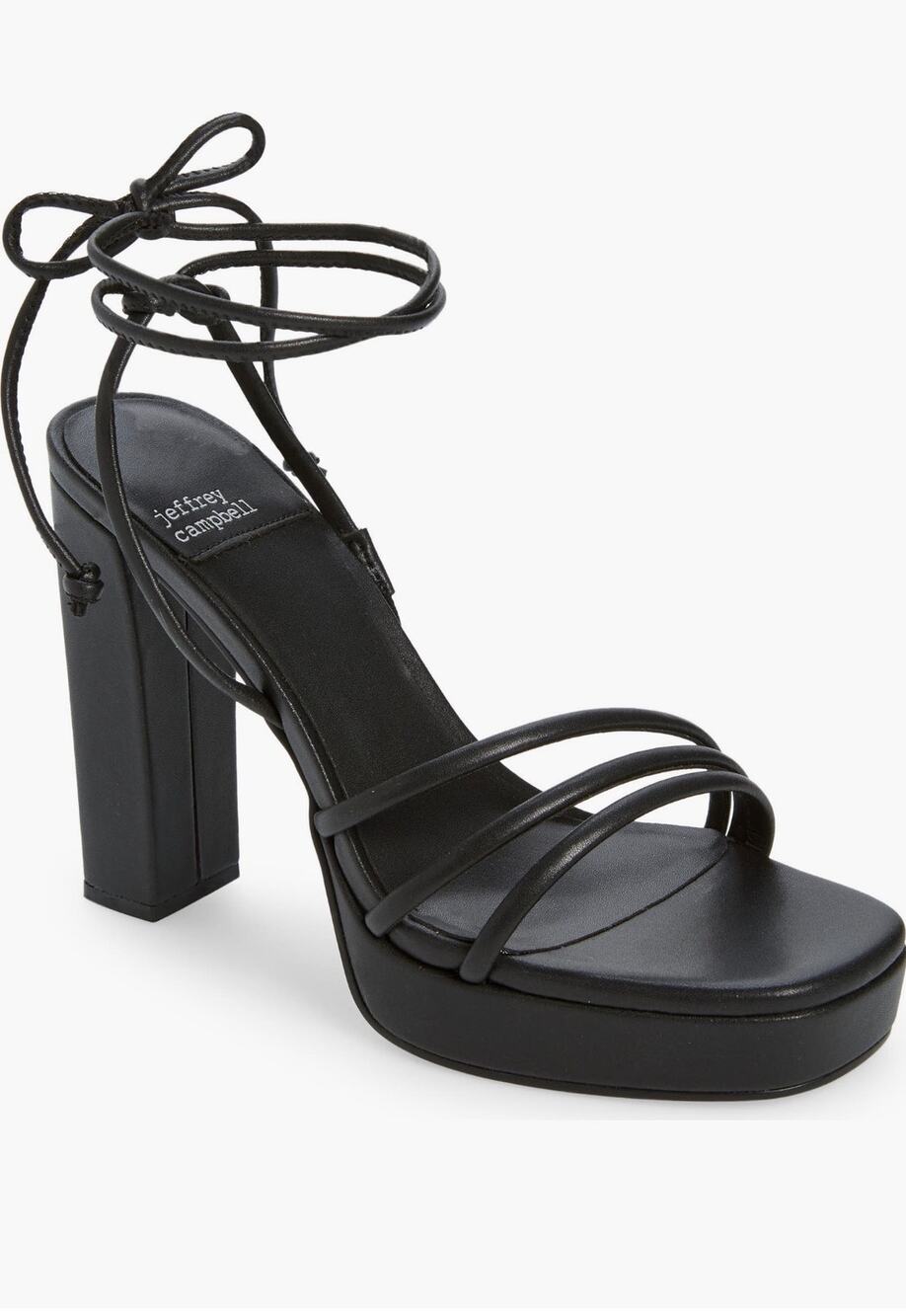 Jeffrey Campbell Platform Heels Black Presecco Sandal Platform Ankle Tie size 10